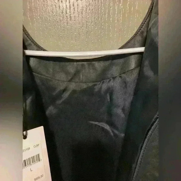 7 For All Mankind Leather Sleeveless mini Dress Navy Blue large whimsygoth biker - Picture 11 of 16